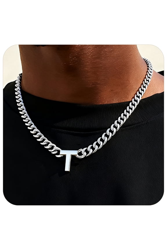 Men Choker Letter Necklace 7mm Cuban Link Chain Necklace Fathers Day gift for Men Dad Son Husband