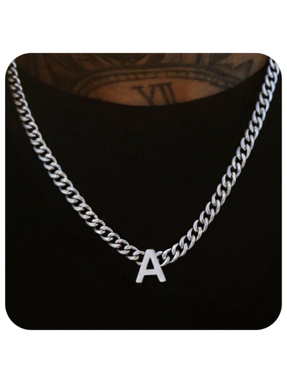 Men Choker Letter Necklace 7mm Cuban Link Chain Necklace Fathers Day gift for Men Dad Son Husband