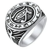 ChainsProMax Men Ancient Egyptian Eye of Ra Horus Ankh Cross Ring Stainless Steel