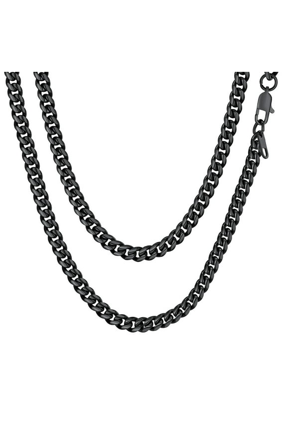 Men Black Chain Necklace Stainless Steel Curb Chain 6MM 14CM Chunky Fashion Jewelry Necklace Gift for Dad Father Son