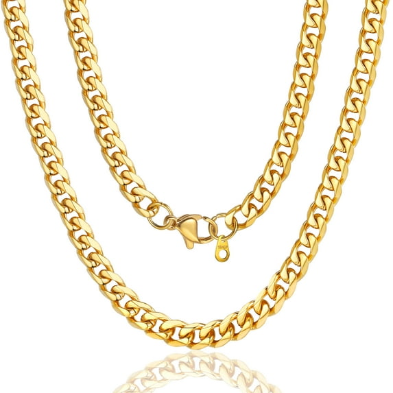 ChainsProMax Men Chain Gold Plated Cuban Link Chain 6mm 20 inch Hip Hop Mens Necklace