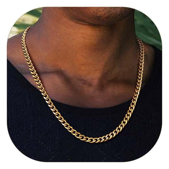 ChainsProMax Men Chain Gold Plated Cuban Link Chain 6mm 20 inch Hip Hop Mens Necklace