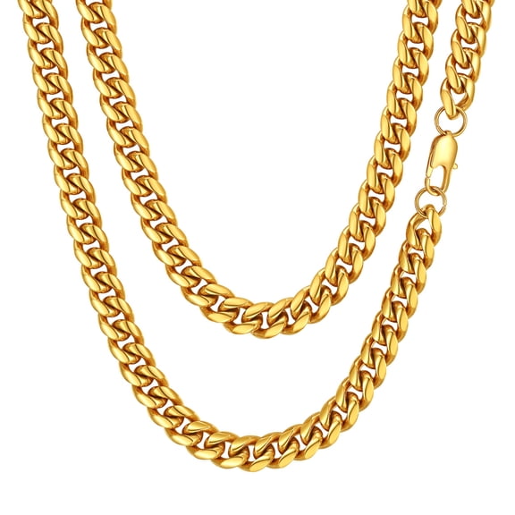 ChainsProMax Men Chain Gold Plated Necklace Stainless Steel Hiphop Rapper Fathers Day Jewelry Gifts for Mens 22inches