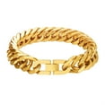 thumbnail image 1 of ChainsProMax Men Chain Link Bracelet 8/12mm Width, 19/21/23cm, 316L Stainless Steel/18K Gold Plated/Black, 1 of 8