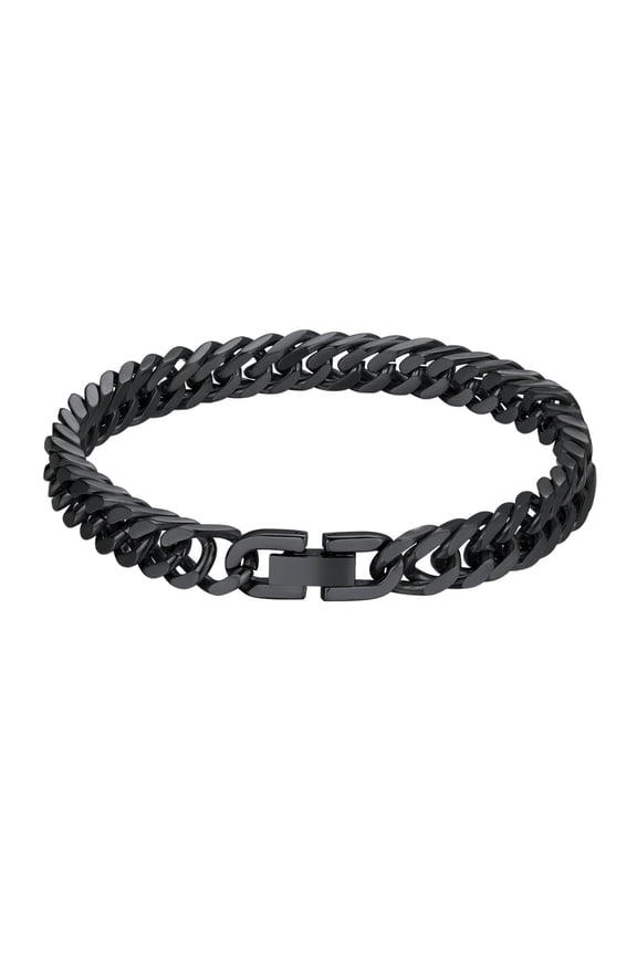 Men Chain Link Bracelet 8/12mm Width, 19/21/23cm, 316L Stainless Steel/18K Gold Plated/Black