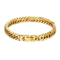 thumbnail image 1 of ChainsProMax Men Chain Link Bracelet 8mm Width, 19cm, 316L Stainless Steel 18K Gold Tone, 1 of 8
