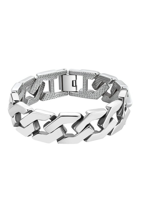 Men Cuban Link Bracelet, 316L Stainless Steel Mens Jewelry Gift, 16mm Width, 7.5"-9"