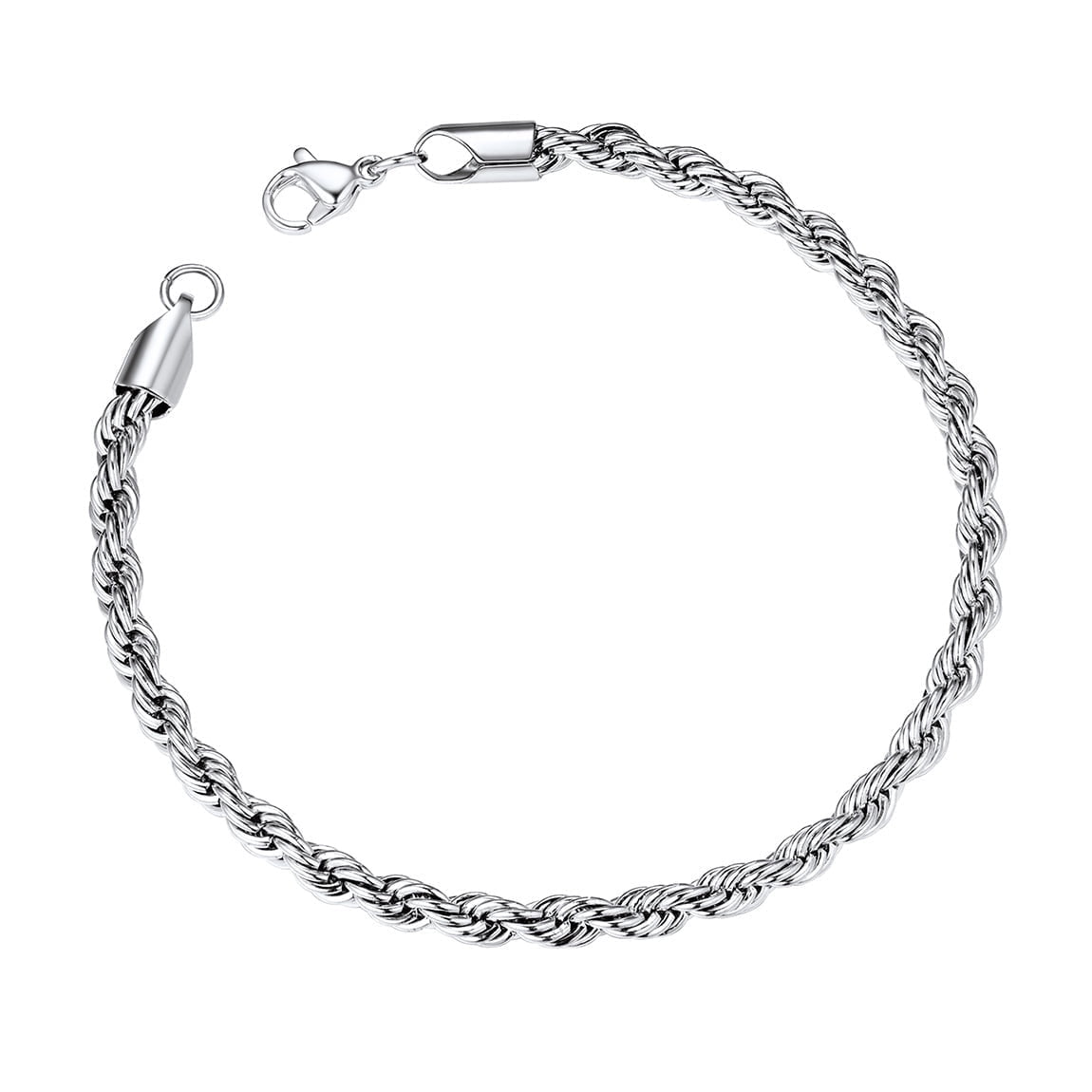 ChainsProMax Men Rope Chain Bracelet, 3mm Width, 21CM, 316L