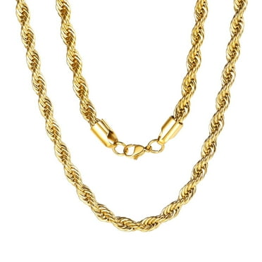 ChainsProMax Men Necklace 18K Gold Plated Replacement Rope Chain for Men Gift 6mm 20inches 316L Stainless Steel