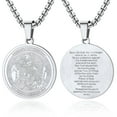 thumbnail image 1 of ChainsProMax Men Saint Michael Pendant Necklace Full Prayer Stainless Steel Protection Archangel Medallion, 1 of 10