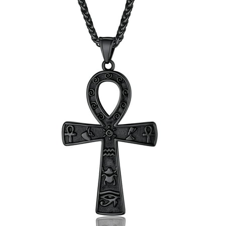 ChainsProMax Mens Stainless Steel Ankh Cross Necklace, Egyptian Jewelry