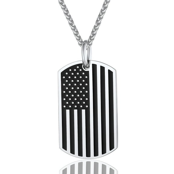 ChainsProMax Men USA Flag Dog Tag Necklace, Customize Necklace with Stainless Steel Chain, Gold Plated/Black
