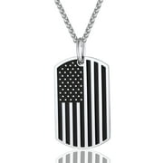 ChainsProMax Men USA Flag Dog Tag Necklace, Customize Necklace with Stainless Steel Chain, Gold Plated/Black