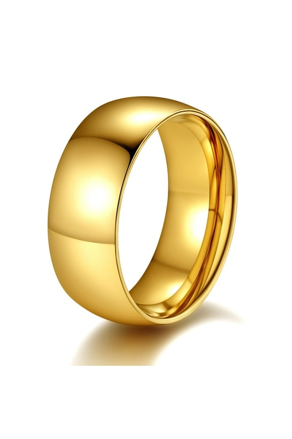 Men/Women Classic Plain Ring, 2/4/6/8mm Wedding Band, Gold Plated/Stainless Steel/Black