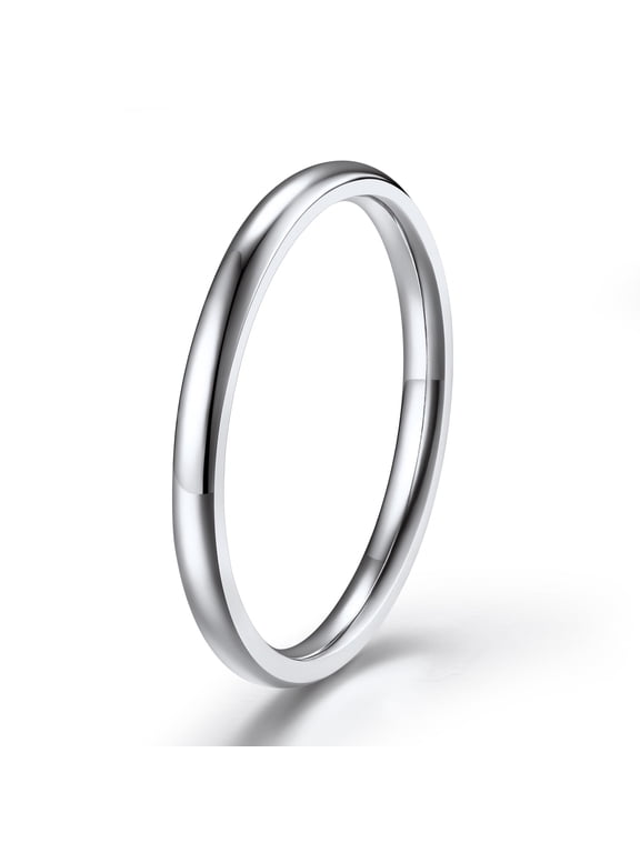 Men/Women Classic Plain Ring, 2/4/6/8mm Wedding Band, Gold Plated/Stainless Steel/Black
