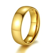 CHAINSPROMAX Men/Women Classic Plain Ring, 2/4/6/8mm Wedding Band, Gold Plated/Stainless Steel/Black