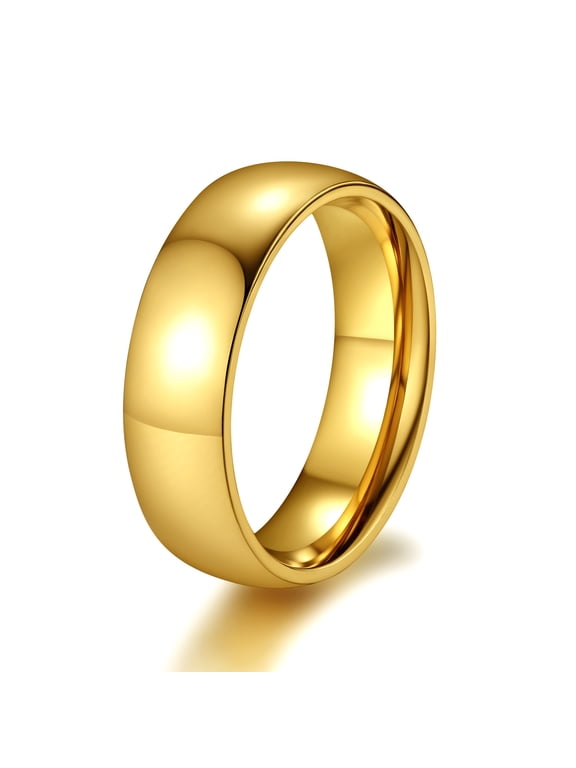 Men/Women Classic Plain Ring, 2/4/6/8mm Wedding Band, Gold Plated/Stainless Steel/Black