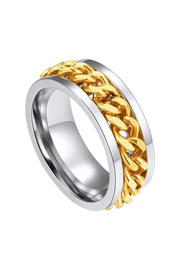 Men/Women Cuban Link/Spinner Rings, Size #06-#14, 18K Gold Tone
