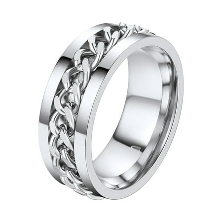 ChainsProMax Men/Women Cuban Link/Spinner Rings, Size #06-#14, Stainless Steel