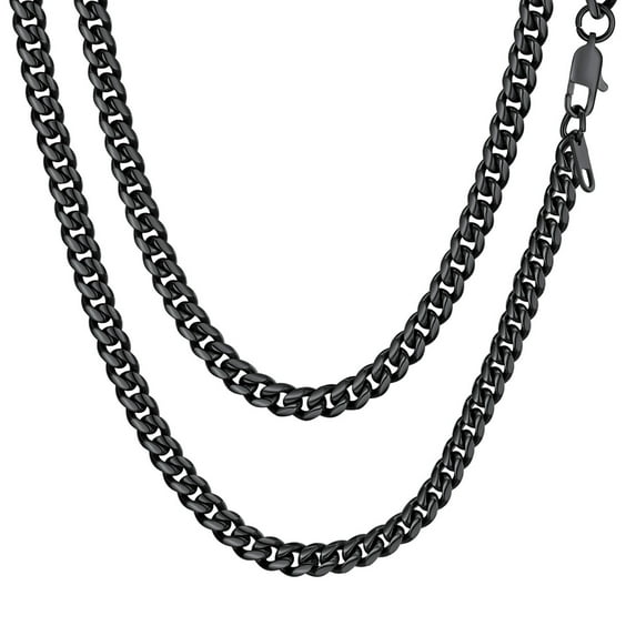 ChainsProMax Men's Cuban Link Chain Necklace Gift for Men Hiphop Jewelry Black Mens Gifts