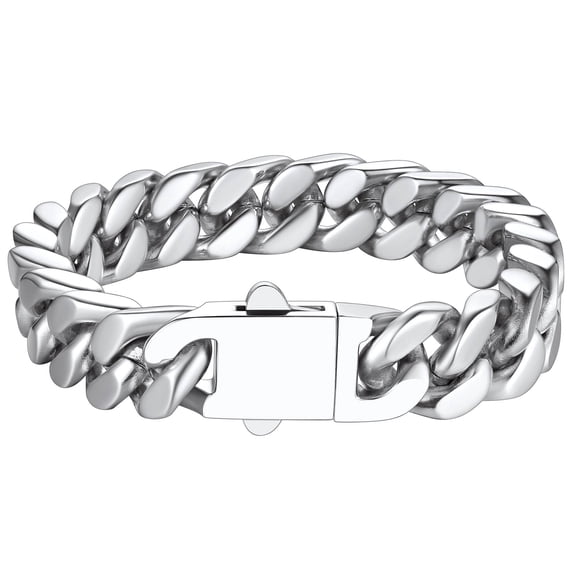 ChainsProMax Men's Stainless Steel Cuban Chain Bracelet, 12mm 8.3 Inch Curb Link Chain Bracelet for Men, Christmas Jewelry Gift for Dad Son