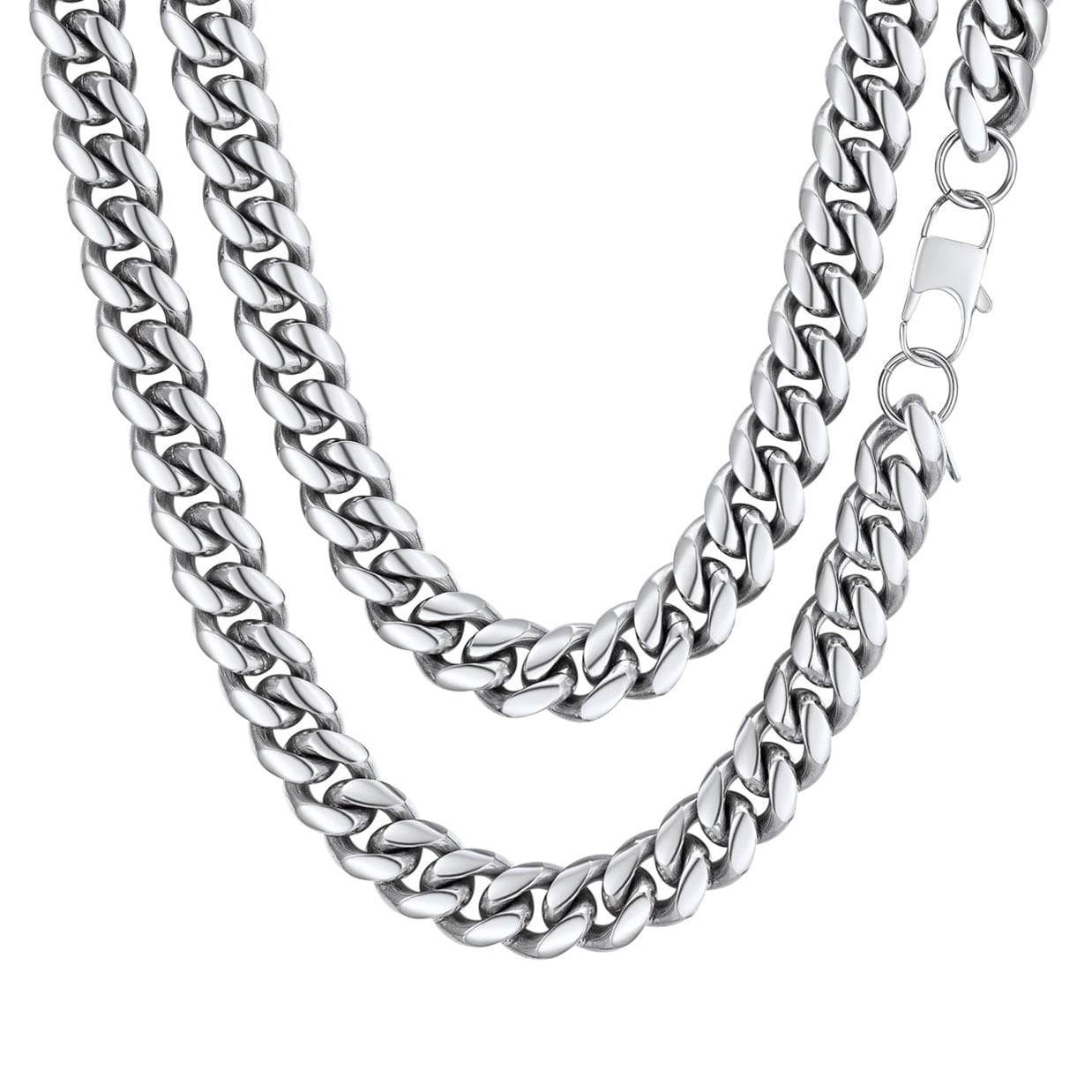 Chunky Cuban Chain Necklace - Stainless Steel, 14mm Wide, 18 Inch, 18K Gold/Black Plated, Hip Hop Jewelry