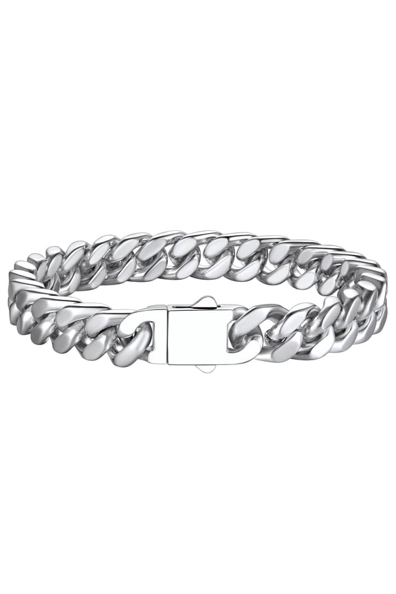 Mens Bracelet Stainless Steel Cuban Link Bracelet 9mm Wide 9inch Chain Bracelet Men Cuban Bracelet