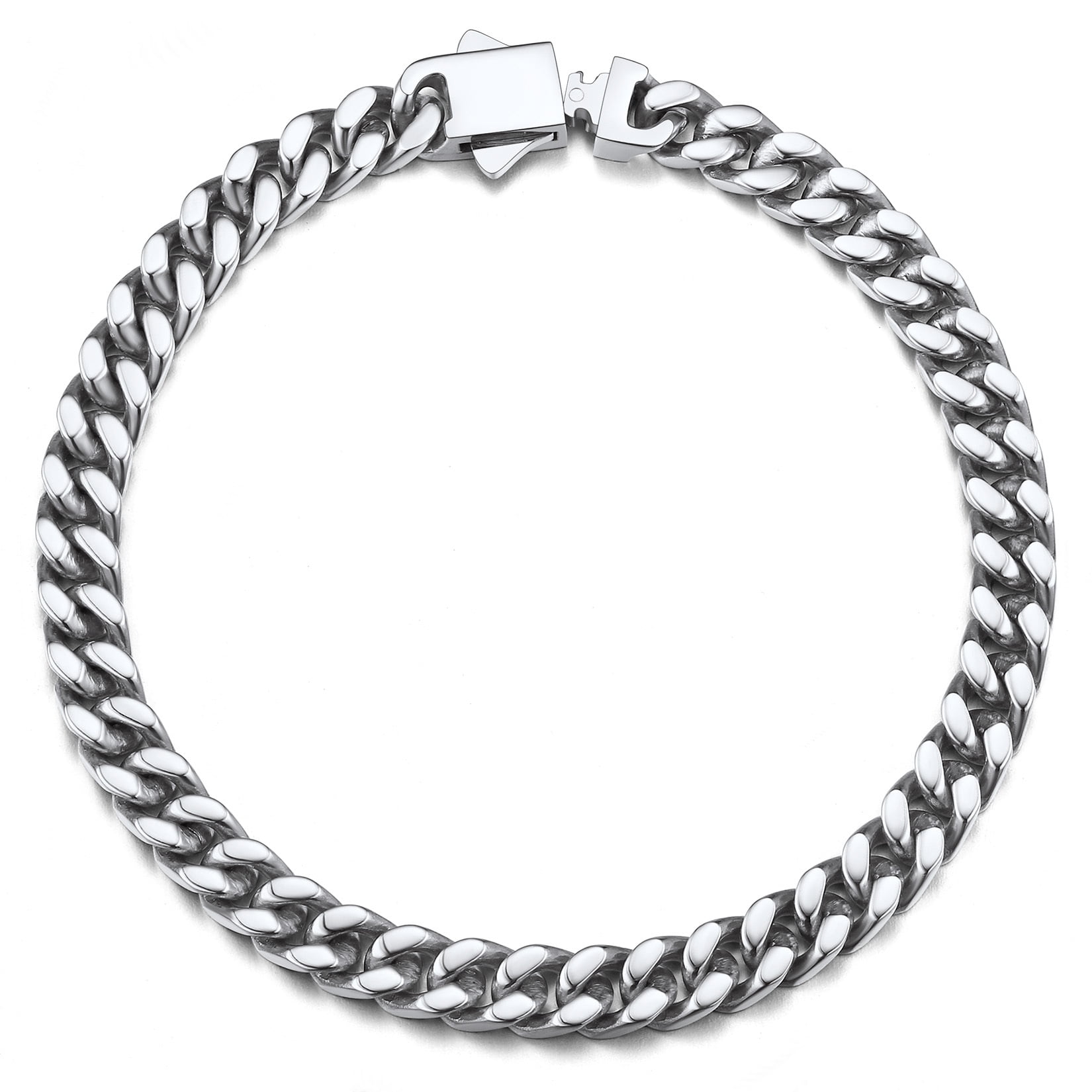ChainsProMax Mens Bracelets Silver Color 5mm Wide 9inch Cuban Link