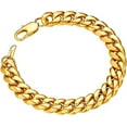 thumbnail image 1 of ChainsProMax Mens Chain Bracelet 18K Gold Plated Curb Chain Bracelet Men 10MM 19CM Wrist Chain, 1 of 10