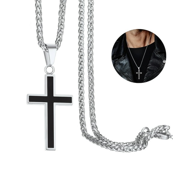 ChainsProMax Mens Christian Cross Pendant Necklace-22+2" Chain, Stainless Steel/Gold Plated