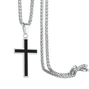ChainsProMax Mens Christian Cross Pendant Necklace-22+2" Chain, Stainless Steel/Gold Plated