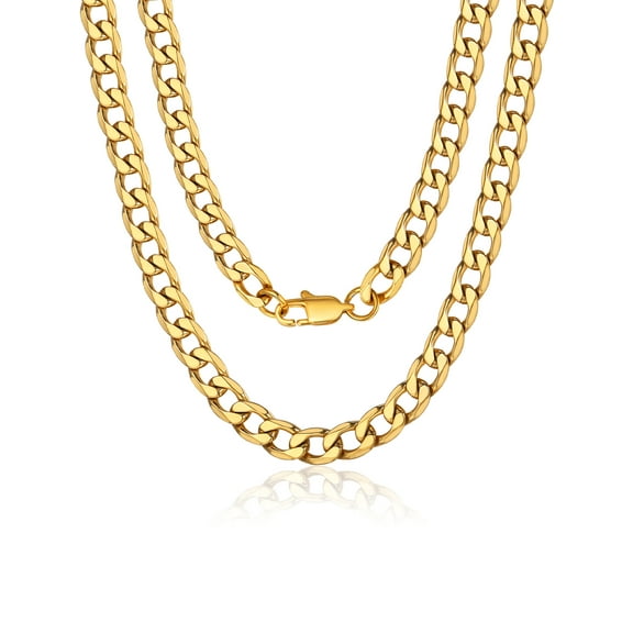 ChainsProMax Mens Curb Chain Necklace 6MM Width 14" Length Hip Hop Jewelry 316L Stainless Steel Gold Plated