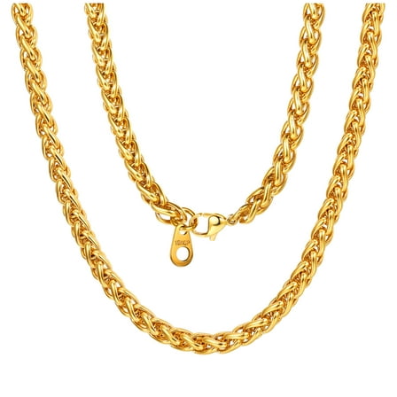 ChainsProMax Mens Gold Plated Chain Necklace 6mm 20 inch Sturdy Male Necklace