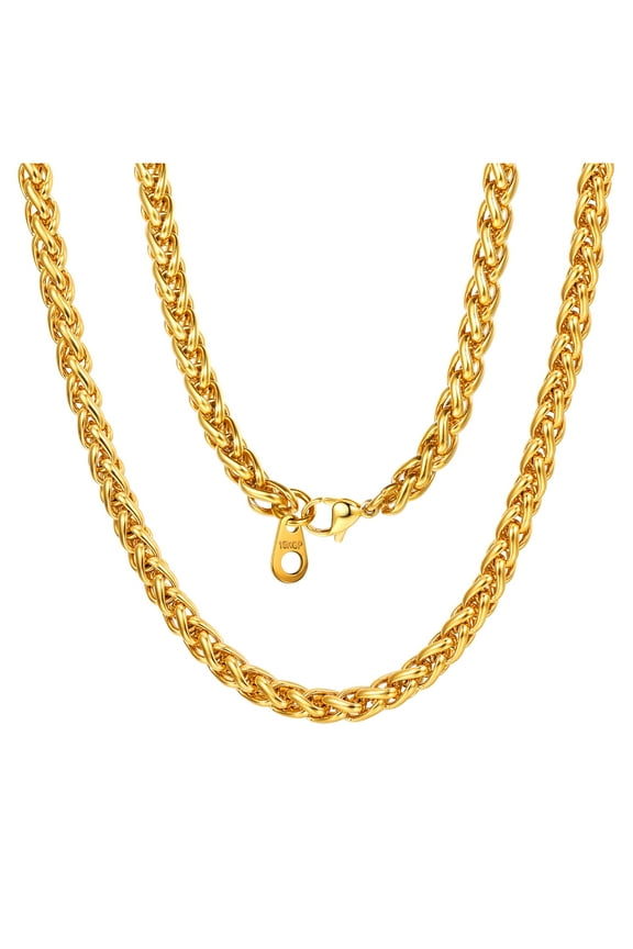 Mens Gold Plated Chain Necklace 6mm 20 inch Sturdy Male Necklace