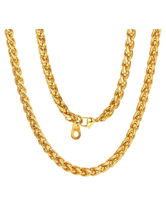 Mens Gold Plated Chain Necklace 6mm 20 inch Sturdy Male Necklace