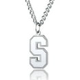 thumbnail image 1 of ChainsProMax Mens Letter Necklace S Pendant with Stainless Steel Curb Chain Initial Jewelry Gift, 1 of 10