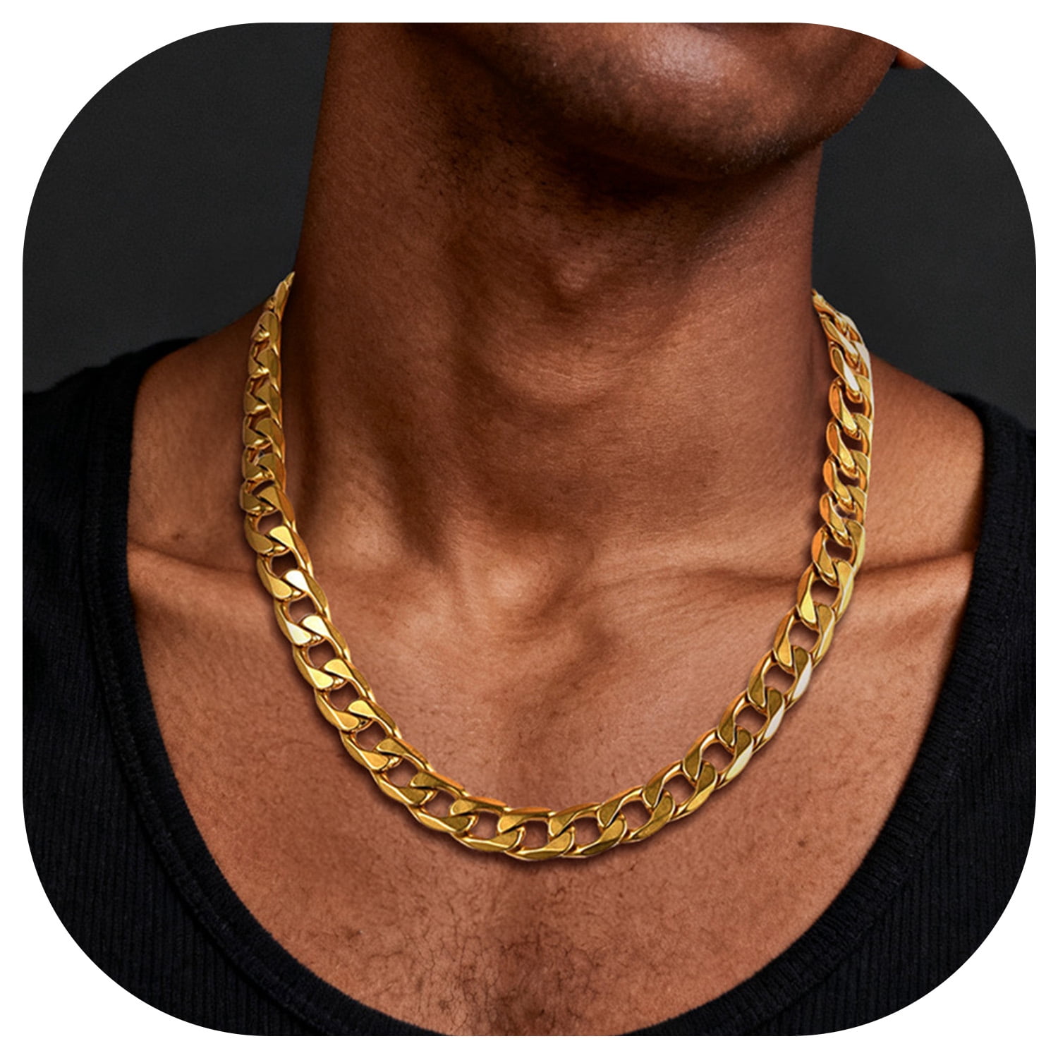 ChainsProMax Mens Necklace 316L Stainless Steel Sturdy Curb Chain Necklace Hip Hop Jewelry Gift