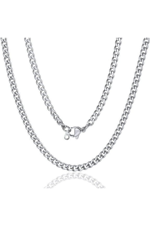 Mens Necklace Silver Cuban Link Chain Length 14inch 3mm Short Choker