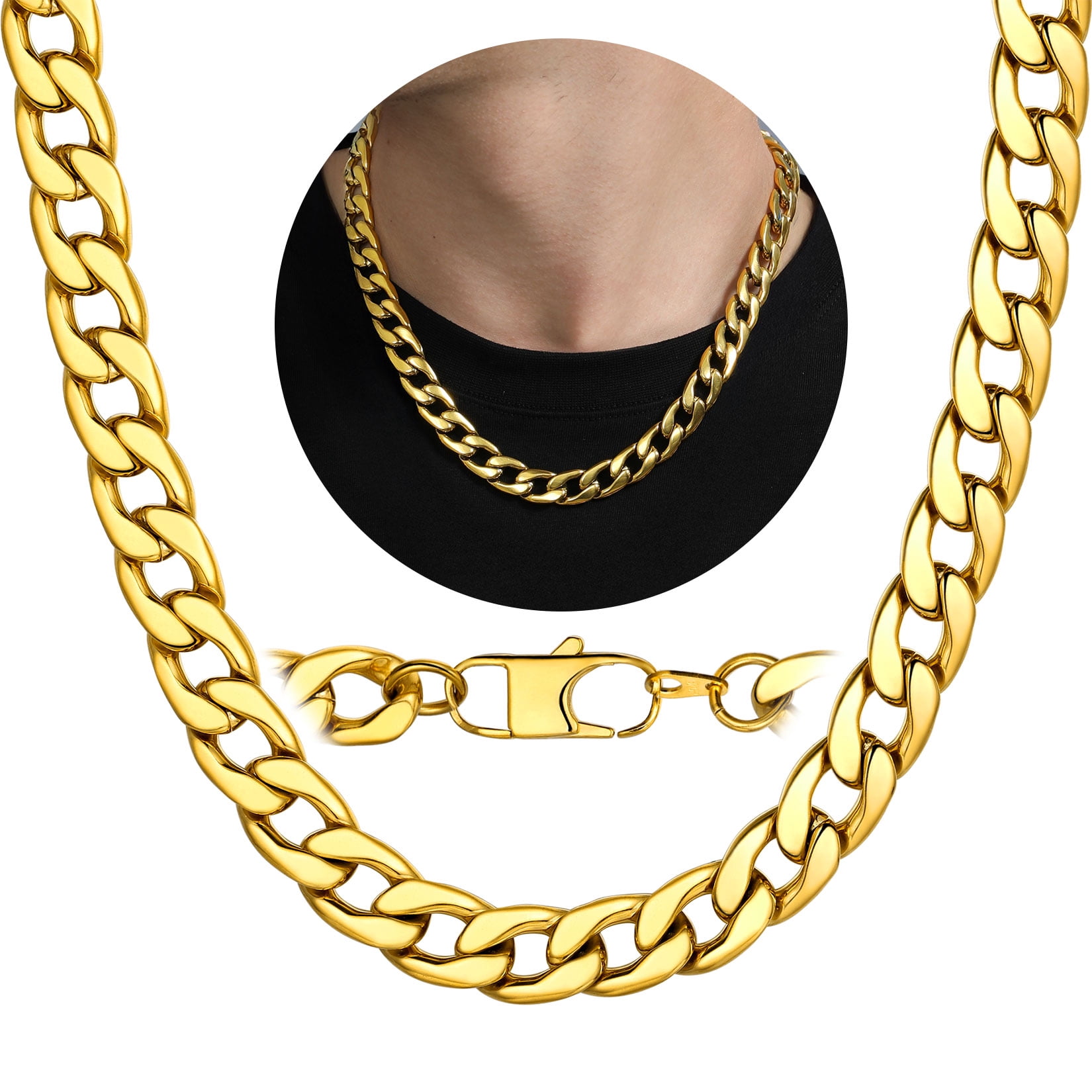 ChainsProMax Mens Necklace Stainless Steel Chain Necklace for Men Women Curb Cuban Link Necklace Gift Fathers Day Jewelry Gift for Dad Son Husband