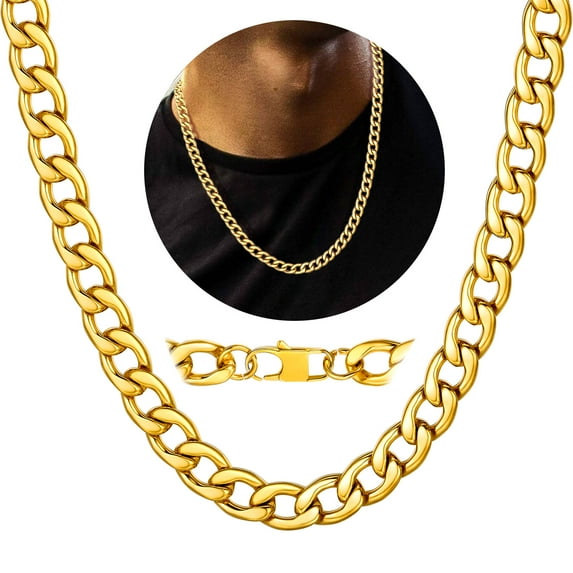 ChainsProMax Mens Necklace Stainless Steel Chain Necklace for Men Women Curb Cuban Link Necklace Gift Fathers Day Jewelry Gift for Dad Son Husband