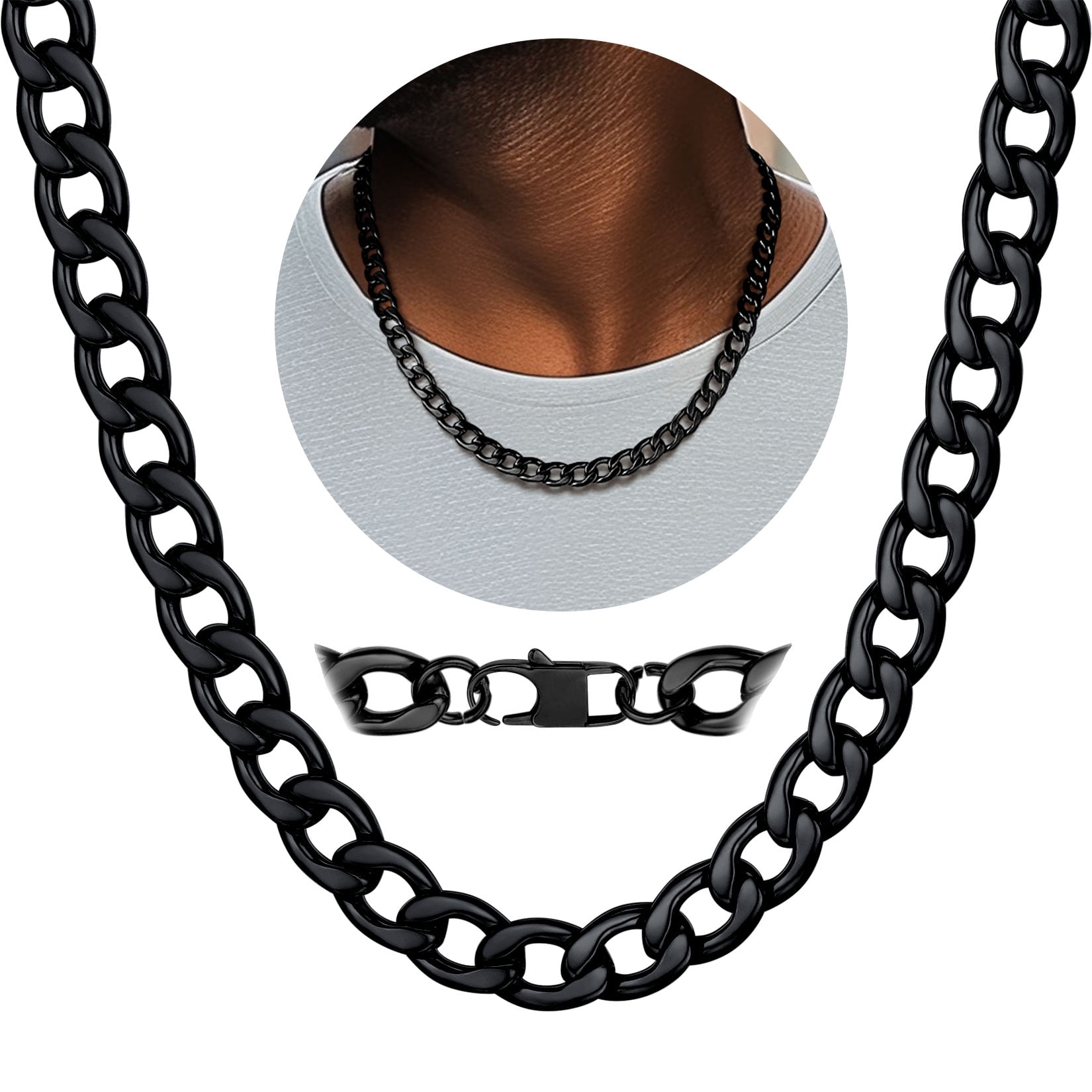 ChainsProMax Mens Necklace Stainless Steel Chain Necklace for Men Women Curb Cuban Link Necklace Gift Fathers Day Jewelry Gift for Dad Son Husband