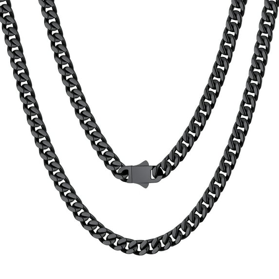 ChainsProMax Mens Necklaces Black 24inch Stainless Steel Cuban Link Chain for Men Jewelry Gift
