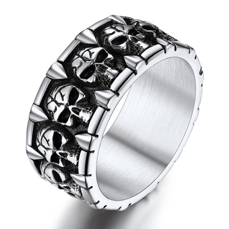 ChainsProMax Mens Rings Stainless Steel Skull Ring Size 11 Skeleton Ring Goth Rings for Men
