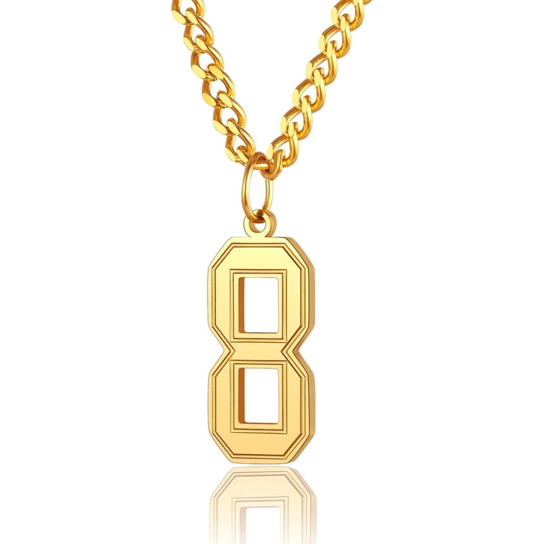ChainsProMax Number Chain Necklace Men Women 18K Gold Plated