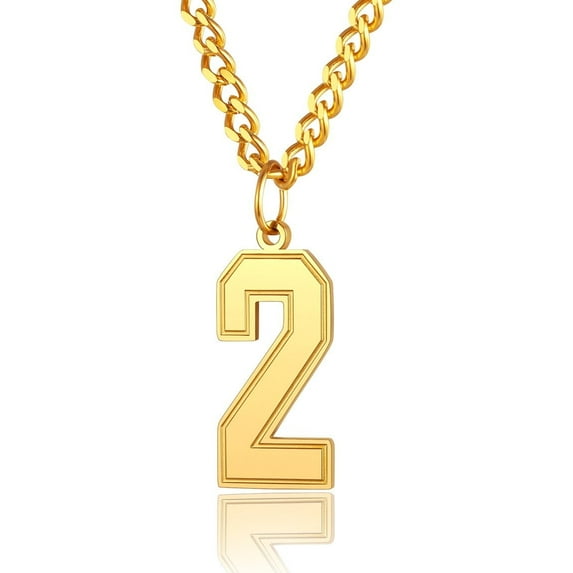 ChainsProMax Number Necklaces for Men 2 Charms with Cuban Chain Mens Gold Plated Chain Necklace