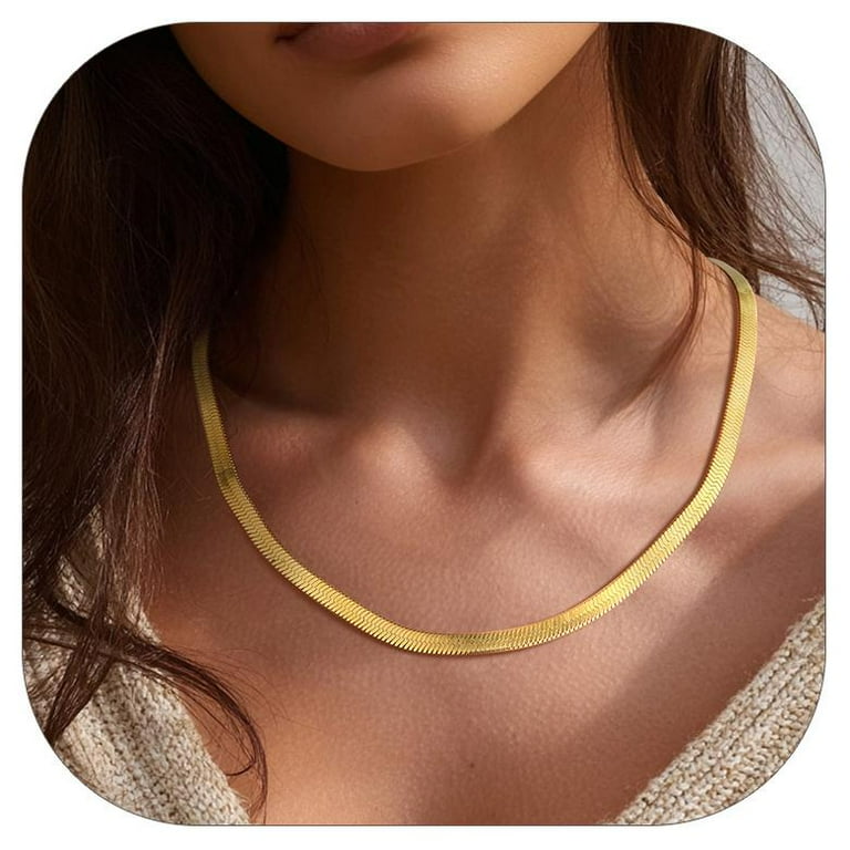ChainsProMax Snake Chain Necklace Womens 12inch 5mm 18K Gold
