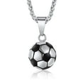 thumbnail image 1 of ChainsProMax Soccer Ball Necklace Men Stainless Steel Wheat Rope Chain Sport Pendant Soccer Gifts, 1 of 8