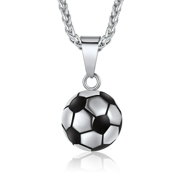 ChainsProMax Soccer Ball Necklace Men Stainless Steel Wheat Rope Chain Sport Pendant Soccer Gifts