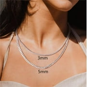 CHAINSPROMAX Solid 925 Sterling Silver Cuban Chain Women Men Necklace, 3mm/5mm, 14"-28", Jewelry Gifts for Men/Women
