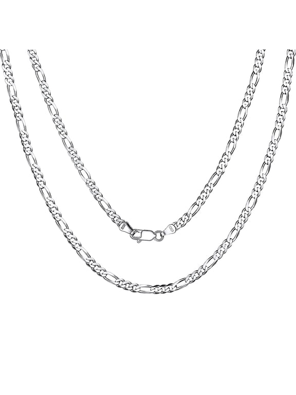 Solid 925 Sterling Silver Figaro Chain Men Women Necklace, 3mm/5mm, 14"-28", Jewelry Gifts for Men/Women